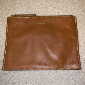 Vince Leather + Suede Zip Pouch